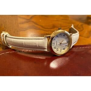 VTG Women's 28mm Carriage by Timex Watch, Gold Tone with Beige Band
